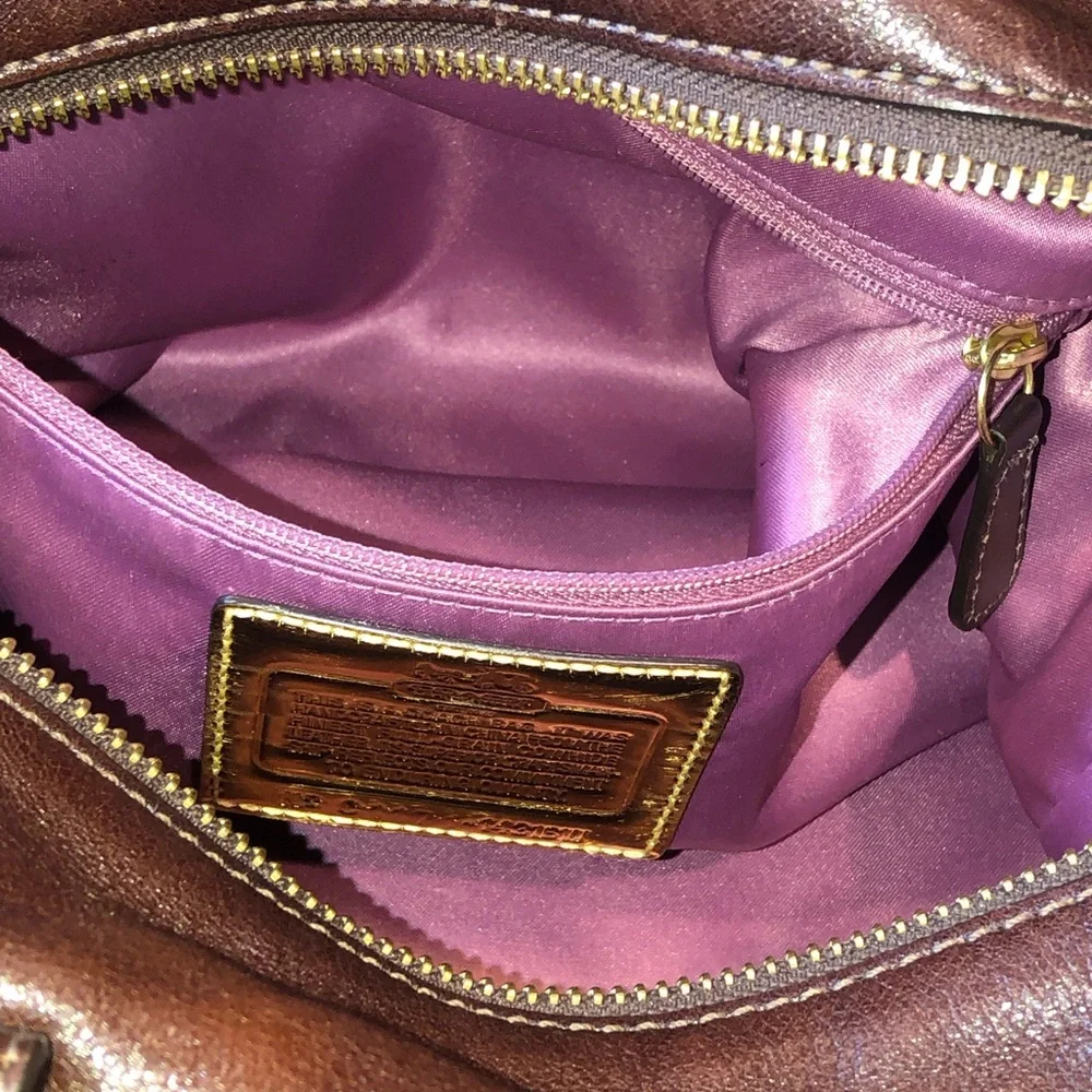 Vintage COACH Full Grain Brown Leather Top Handle Shoulder Bag NWOT